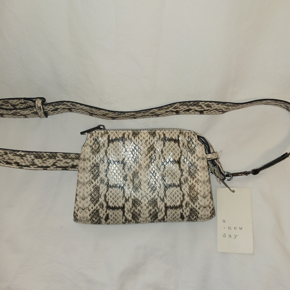 Faux snakeskin belt bag